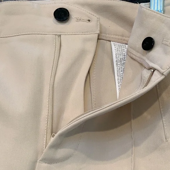 Zara High Waisted Wide Leg Stitch Pleat Pants Cream XS - Picture 8 of 10